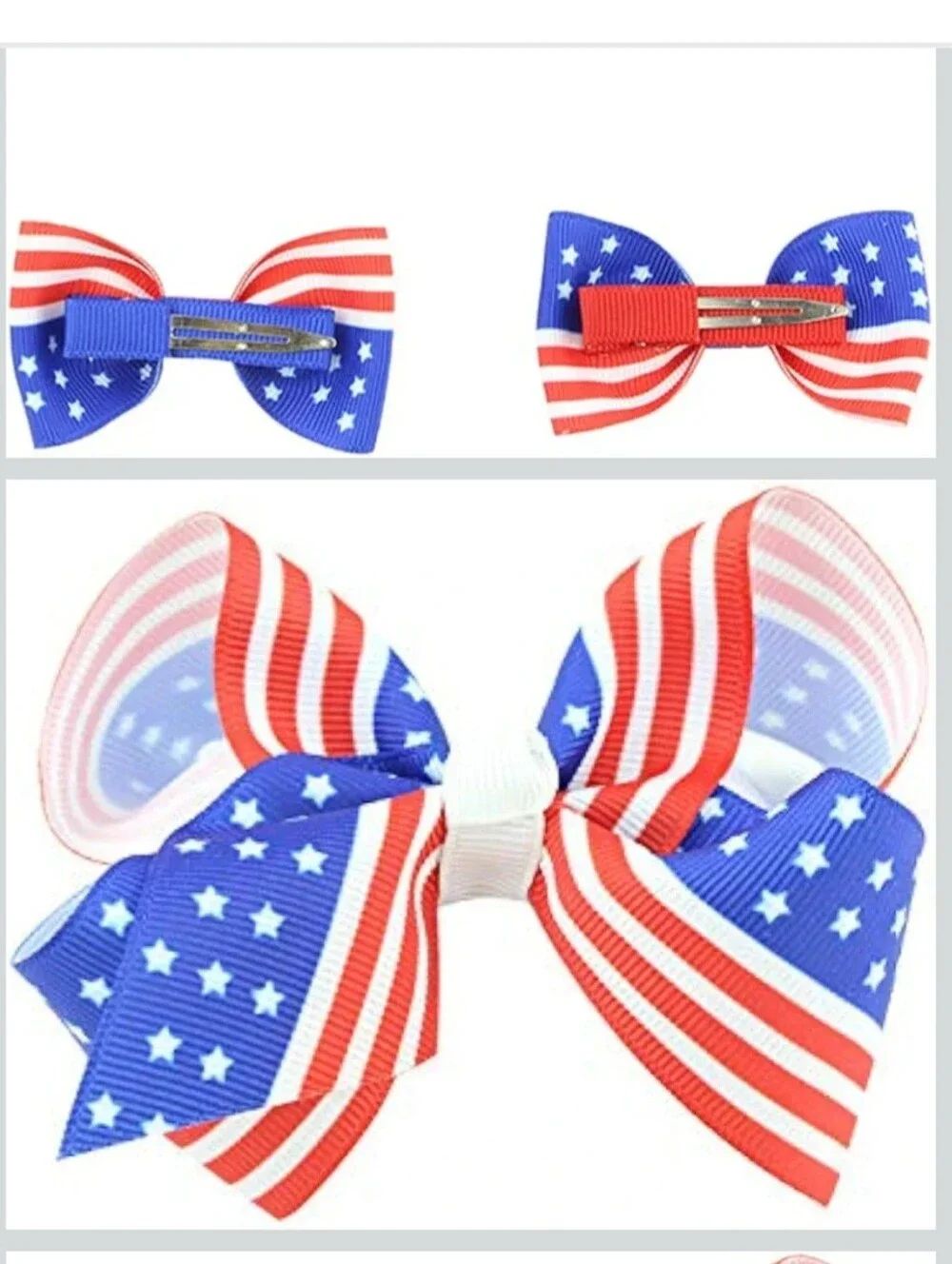 3 Piece American Flag Hair Clips Bow Baby Girls Hairclip USA Flag Hairpin Bows